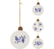 KUGEL HÄNGEND DECO DELFT BLAU 10CM 3 SORTIERT