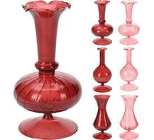 VASE GLAS 16CM 6 SORTIERT ROT/ROSA
