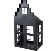 LANTAARN HUIS METAAL 21X14X41CM ZWART