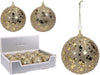 Weihnachtskugel aus Polystyrol, Ø 8 cm, goldglitzernd, 2 verschiedene Designs.