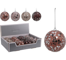 Weihnachtskugel aus Polystyrol, Ø 8 cm, Glitzer, Winterwarm, 4 verschiedene Farben.