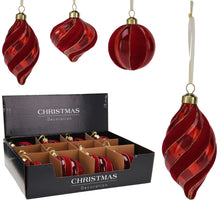 GLASORNAMENT D8 und D6 H12,5CM ROT SAMT 3 VERSCHIEDENE FORMEN