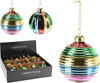 Weihnachtskugel aus Glas, Ø 8 cm, mehrfarbig gestreift, 2er-Set