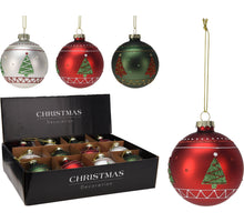 Weihnachtskugel aus Glas, Baumform, Ø 8 cm, 3er-Set, verschiedene Farben