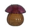 Mushroom glass bottle d8.8x8.7h terra gray/orange