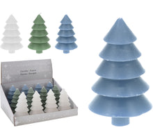 TAFELKERZE WEIHNACHTSBAUM 12CM 3FACH SORTIERT WEISS/GRÜN/BLAU