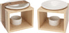 DUFTLAMPE KERAMIK AUF HOLZ 11X11X8CM