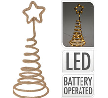 BAUM MIT STERN JUTE SEIL SPIRALE 43CM MIT LED
