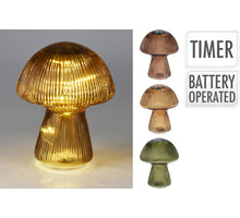 PADDENSTOEL GLAS MET LED D16 H20CM 3 ASSORTIE KLEUREN