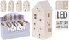 HAUS MIT LED-BELEUCHTUNG, PORZELLAN, WEISS, 7,5X6,5X16CM, 4ER-SET, INKL. 2X LR44-BATTERIEN