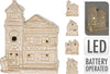 HAUS MIT LED-PORZELLAN, BEIGE, 7,5X7CM, 4ER-SET, INKL. 2X LR44