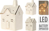 HAUS MIT LED-BELEUCHTUNG, PORZELLAN, WEISS, 8X6X12CM, 4ER-SET, INKL. 3X LR44-BATTERIEN
