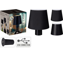 FLESSEN LAMP 10X8CM ZWART 2 ASSORTIE USB OPLAADBAAR/ DIMBAAR