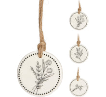 HÄNGENDE DEKO RUND KERAMIK MIT BLUME 6CM 3 STÜCK SORTIERT