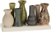 VAASJES OP PLATEAU KERAMIEK 7STS 19X7X10CM GROEN