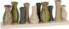 VAASJES OP PLATEAU KERAMIEK 10STS 30X7X10CM GROEN