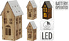 HOLZHAUS + SCHNEE 8X9X18CM MIT LED/TIMER OHNE 2X AAA 2 SORTEN