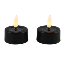 LED Teelicht Schmelz schwarz Set/2 mit Timer (inkl. Batterien)