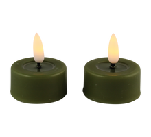 LED Teelicht Schmelz olivgrün Set/2 mit Timer (inkl. Batterien)