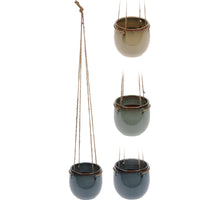 BLUMENTOPF ANHÄNGER GLASIERT D13 H11/57 CM 3 SORTIERT