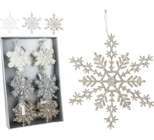 SCHNEEFLOCKE HÄNGEDEKO 15CM 3FACH SORTIERT MIX GLITZER