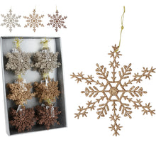 SCHNEEFLOCKE HÄNGEDEKO 15CM 3FACH SORTIERT BERNSTEIN MIX GLITZER