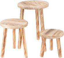 SET 3 TISCHE PAULOWNIAHOLZ D20/23/25 H20/30/40CM NATUR