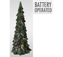 KERSTBOOM KERAMIEK MET LED D15 H39CM GROEN