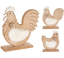 HUHN MIT BLUME 14X4.5X14CM 2 SORTIERT MDF