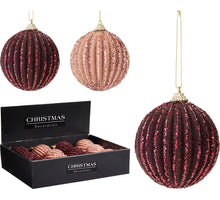 KERSTBAL 8CM 2 ASSORTIE BORDO/ROZE