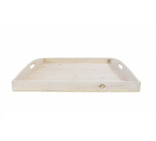 Tray fir wood with handle 58x58x6cm FSC 100% White-wash