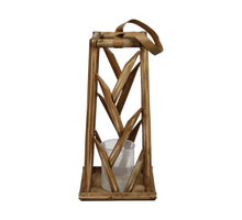 Lantern poplar wood with glass 28x28x58cm FSC 100% Natural