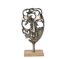 Aluminium Skulptur ''Gesicht'' Antikes Nickel 18x8x34cm auf Mango