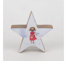 Stern mit Druck Mangowood Weiß12x12cm