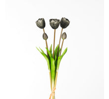 Real Touch Tulpe Dubble Bundle x5 L44cm Schwarz