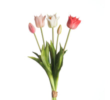 Real Touch Tulpenbund x5 L45cm Mix Rosa