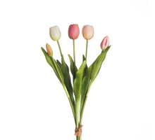Real Touch Tulpenbund x5 L40cm Mix Rosa