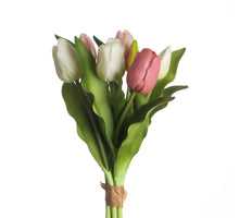 Real Touch Tulpenbund x7 L31cm Mix Rosa