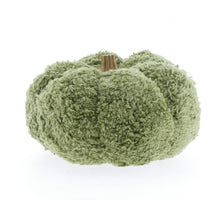 Stoffen pompoen in crewel-stijl met houten steel 20x15cm L.Green