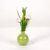 Ranunkel in grüner Glasvase H22cm pink