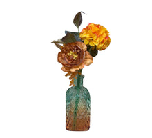 Rose bouquet in mix colored glass H26cm yellow