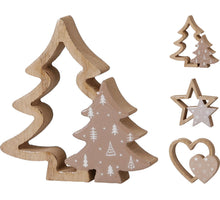 KERST DECO MDF 13X2X13CM 3 ASSORTIE BRUIN GRIJS