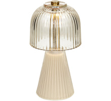 Table Lamp LED Stripes Glass Ivory 9x9x17.5cm