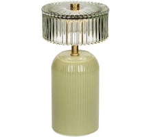 Table Lamp LED Stripes Glass Green 11x11x21cm
