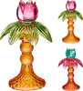 KANDELAAR GLAS PALMBOOM D11,3 H17,5CM 2 ASSORTIE KLEUREN