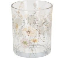 TEELICHTHALTER GLAS MIT BLUMENDRUCK D7 H8CM