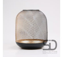 NETZ-TISCHLATERNE ELVISSA XL SCHWARZ/GOLD 25X25X30 CM