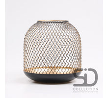 NETZ-TISCHLATERNE ELVISSA L SCHWARZ/GOLD 20X20X20 CM