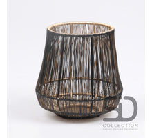 DRAHTLATERNE M SCHWARZ/GOLD 15X15X15 CM