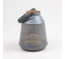 DRAHTLATERNE M/LEDERGRIFF M GRAU/GOLD 18X18X25 CM